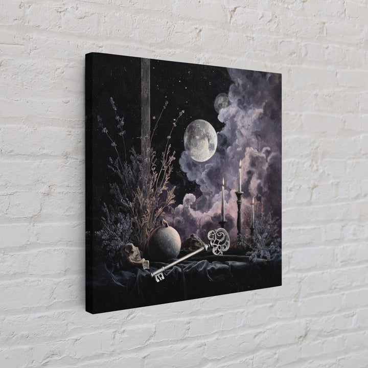 The Bone Key Still Life - Surreal Celestial Vision, Occult Wall Decor, Square Wall Art, Canvas Print, Halloween Home Decor, Gothic Wall Art