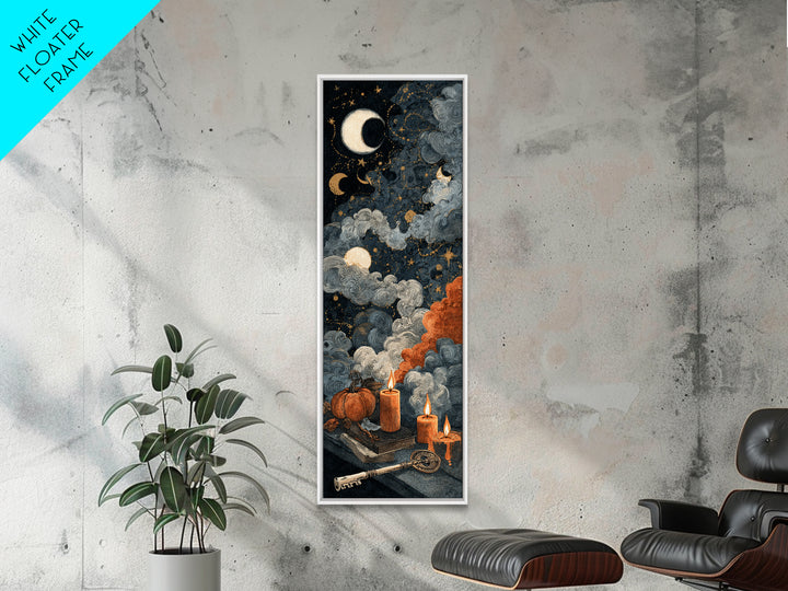 The Bone Key Still Life - Surreal Celestial Vision, Gothic Home Decor, Tall Narrow Wall Art, Canvas Print, Halloween Home Decor