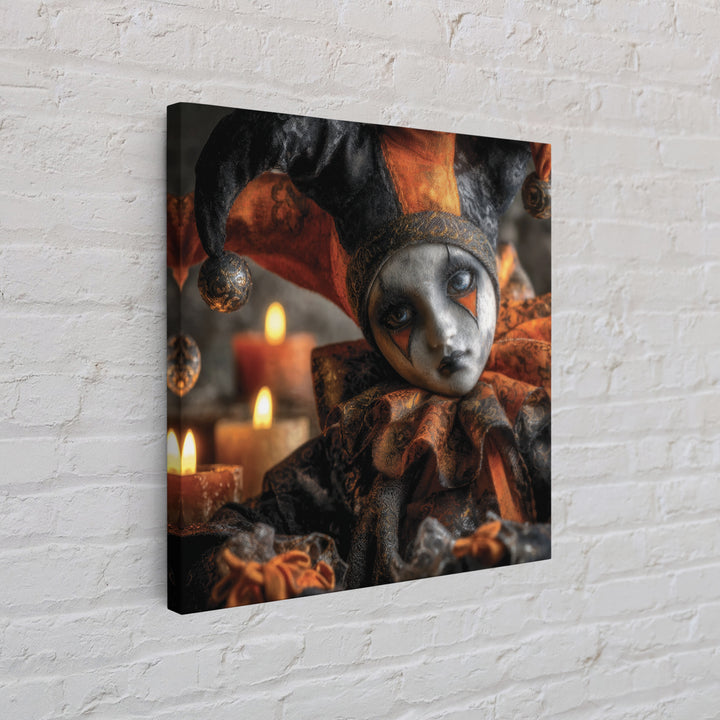 The Haunted Harlequin Doll - Icon Portrait, Gothic Home Decor, Square Wall Art, Canvas Print, Halloween Home Decor, Gothic Wall Art