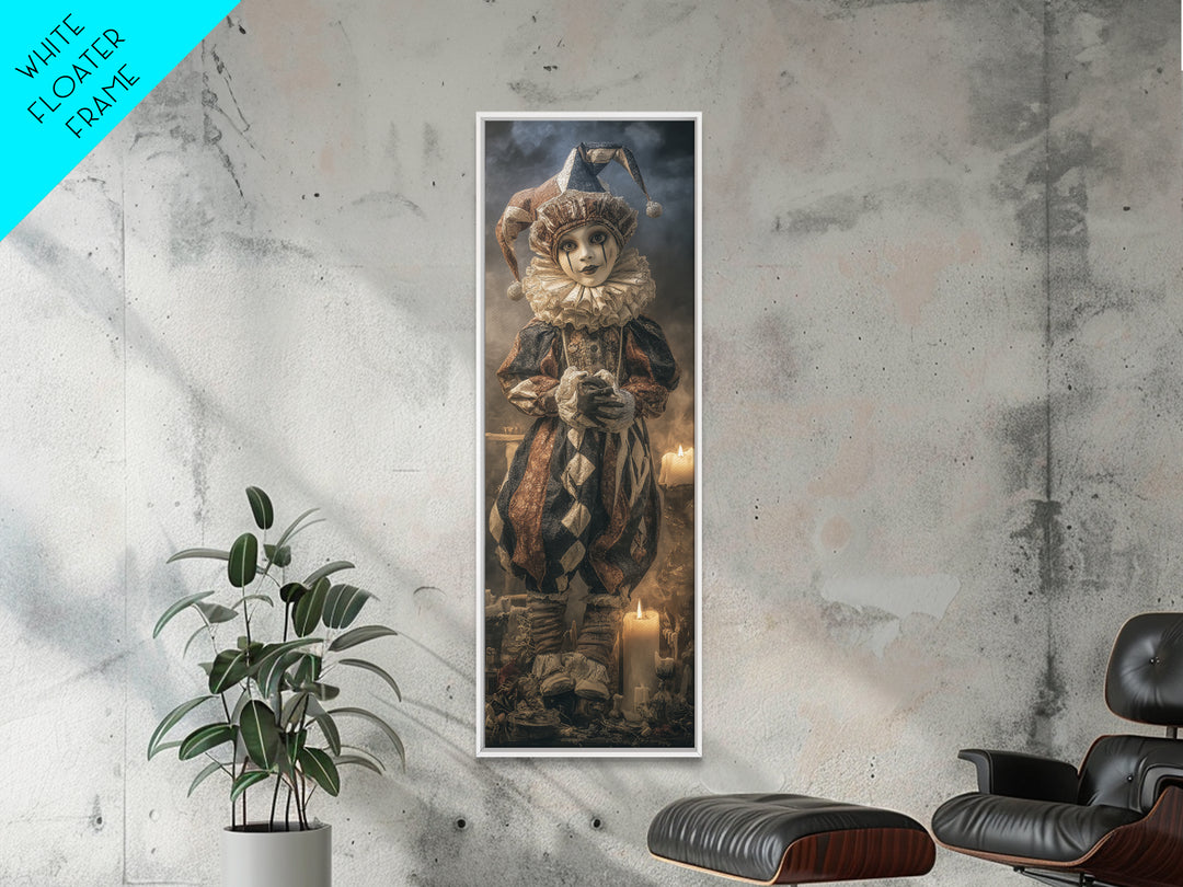 The Haunted Harlequin Doll - Occult Still Life, Gothic Home Decor, Tall Narrow Wall Art, Canvas Print, Halloween Home Decor, Gothic Wall Art