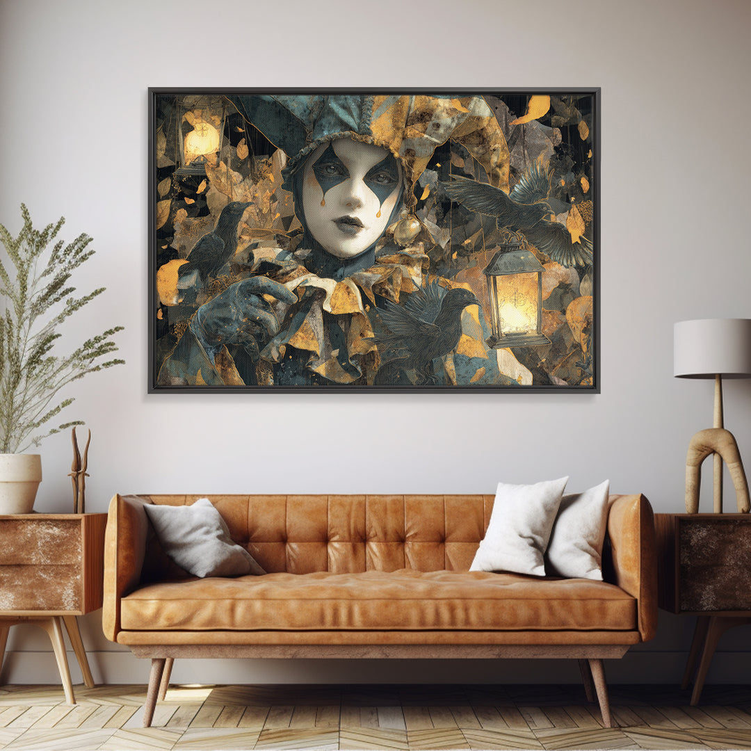 The Haunted Harlequin Doll - Procession Scene, Dark Fantasy Wall Art, Landscape Wall Art, Canvas Print, Halloween Home Decor
