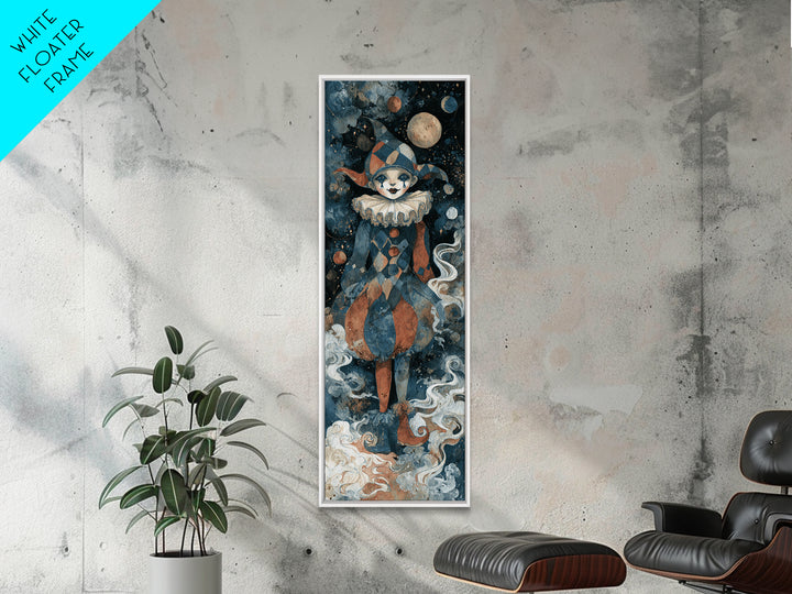 The Haunted Harlequin Doll - Surreal Celestial Vision, Dark Fantasy Wall Art, Tall Narrow Wall Art, Canvas Print, Halloween Home Decor