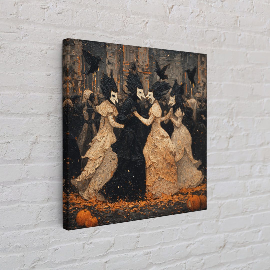 The Raven-Masked Ballroom - Icon Portrait, Gothic Home Decor, Square Wall Art, Canvas Print, Halloween Home Decor, Gothic Wall Art