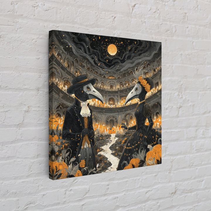 The Raven-Masked Ballroom - Environmental Panorama, Occult Wall Decor, Square Wall Art, Canvas Print, Halloween Home Decor, Gothic Wall Art