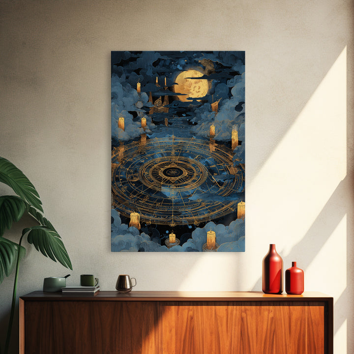 The Cursed Astrolabe - Icon Portrait, Spooky Wall Decor, Vertical Wall Art, Framed Canvas Print, Halloween Home Decor, Gothic Wall Art