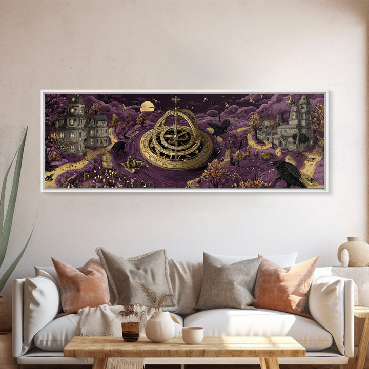 The Cursed Astrolabe - Environmental Panorama, Occult Wall Decor, Extra Wide Wall Art, Canvas Print, Halloween Home Decor, Gothic Wall Art
