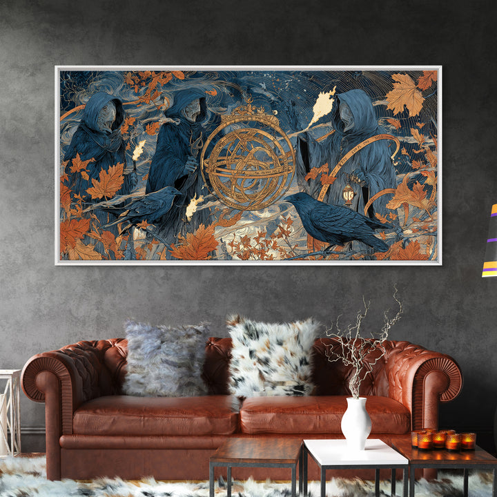 The Cursed Astrolabe - Procession Scene, Gothic Home Decor, Wide Panoramic Art, Canvas Print, Halloween Home Decor, Gothic Wall Art
