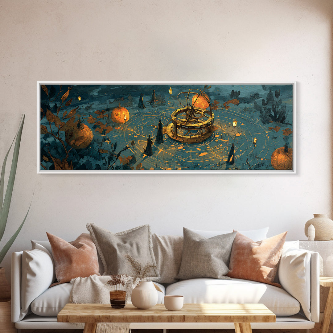 The Cursed Astrolabe - Procession Scene, Occult Wall Decor, Extra Wide Wall Art, Canvas Print, Halloween Home Decor, Gothic Wall Art
