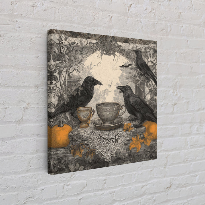The Haunted Teacup Seance - Icon Portrait, Halloween Wall Art, Square Wall Art, Framed Canvas Print, Halloween Home Decor, Gothic Wall Art
