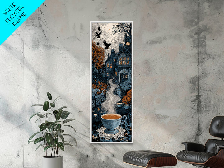 The Haunted Teacup Seance - Icon Portrait, Dark Fantasy Wall Art, Tall Narrow Wall Art, Canvas Print, Halloween Home Decor, Gothic Wall Art