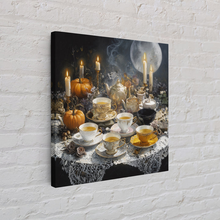 The Haunted Teacup Seance - Occult Still Life, Gothic Home Decor, Square Wall Art, Canvas Print, Halloween Home Decor, Gothic Wall Art