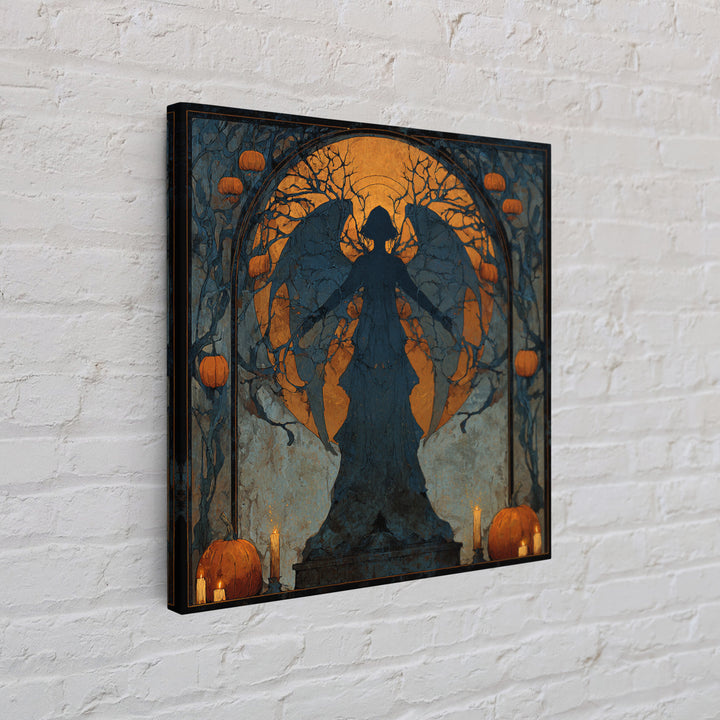 The Pumpkin-Winged Angel - Icon Portrait, Dark Fantasy Wall Art, Square Wall Art, Canvas Print, Halloween Home Decor, Gothic Wall Art