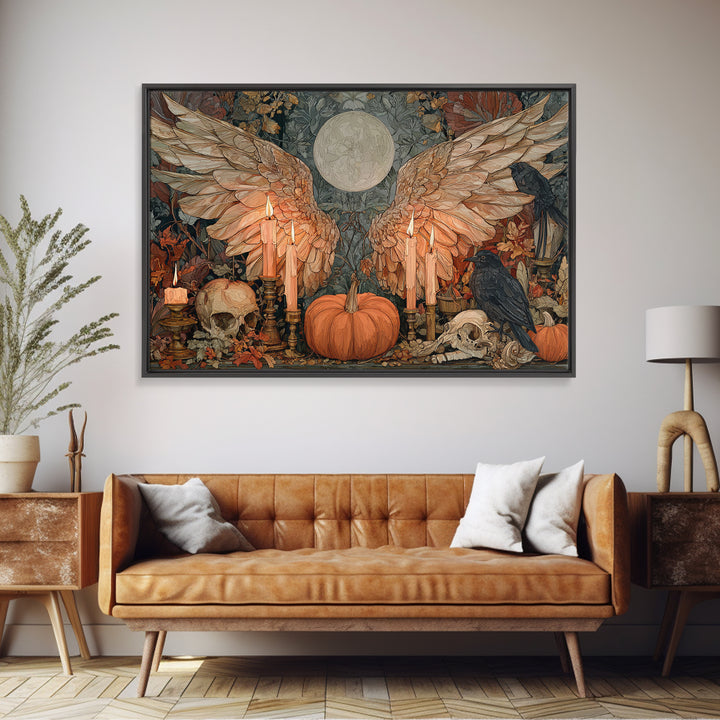 The Pumpkin-Winged Angel - Occult Still Life, Occult Wall Decor, Landscape Wall Art, Canvas Print, Halloween Home Decor, Gothic Wall Art