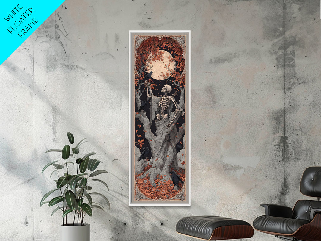 The Skeleton Cartographer - Icon Portrait, Occult Wall Decor, Tall Narrow Wall Art, Canvas Print, Halloween Home Decor, Gothic Wall Art
