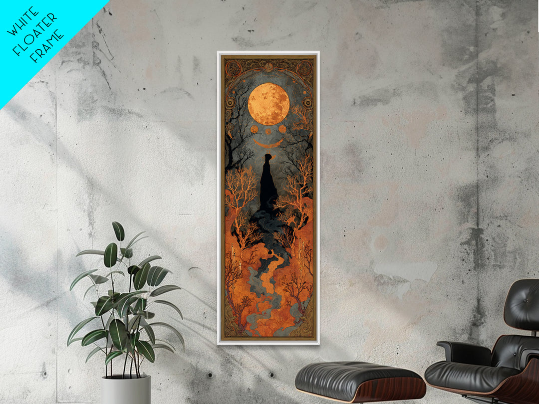 The Witch Astronomical Cabinet - Icon Portrait, Spooky Wall Decor, Tall Narrow Wall Art, Framed Canvas Print, Halloween Home Decor