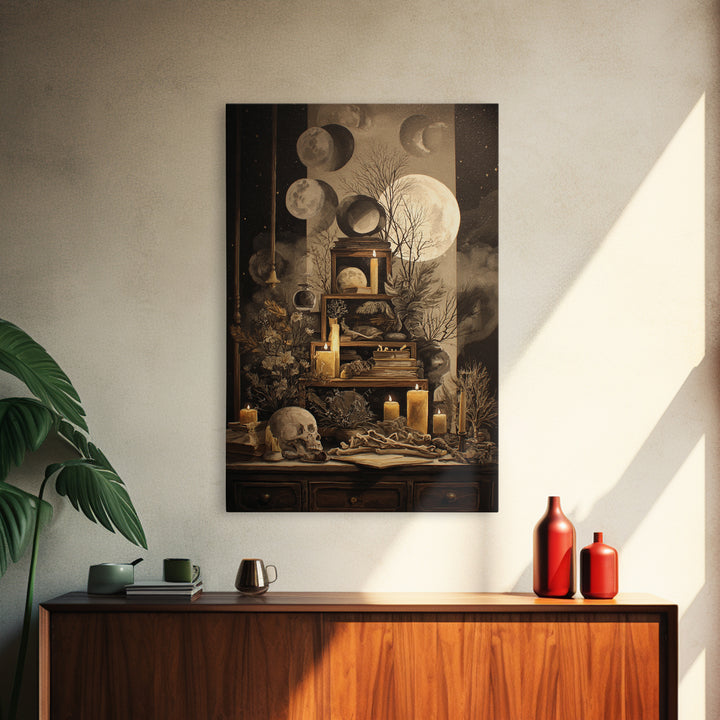 The Witch Astronomical Cabinet - Occult Still Life, Gothic Home Decor, Vertical Wall Art, Canvas Print, Halloween Home Decor