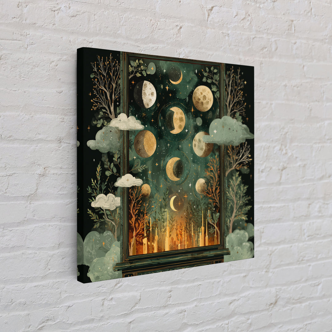 The Witch Astronomical Cabinet - Surreal Celestial Vision, Dark Fantasy Wall Art, Square Wall Art, Canvas Print, Halloween Home Decor