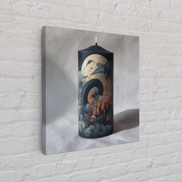 The Candle Smoke Dragon - Icon Portrait, Gothic Home Decor, Square Wall Art, Canvas Print, Halloween Home Decor, Gothic Wall Art