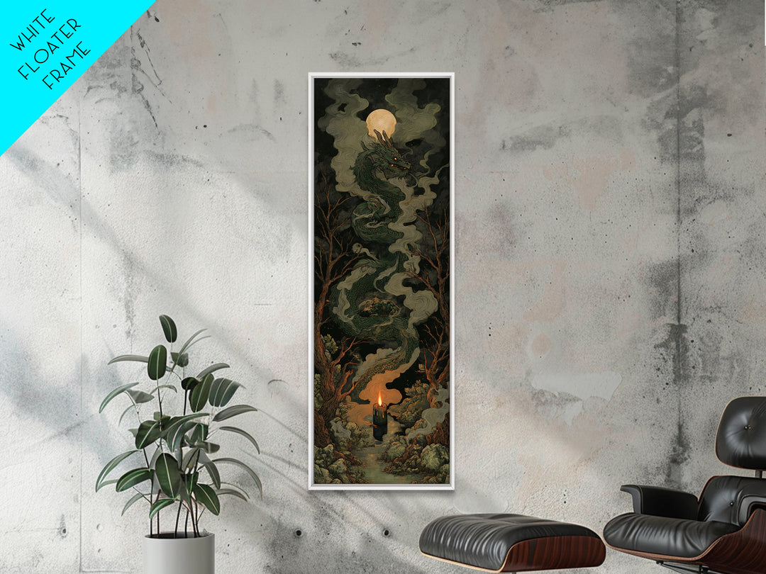 The Candle Smoke Dragon - Icon Portrait, Dark Fantasy Wall Art, Tall Narrow Wall Art, Canvas Print, Halloween Home Decor, Gothic Wall Art