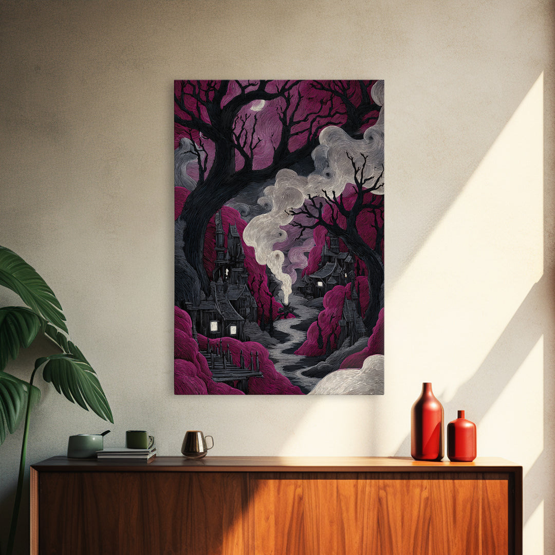 The Candle Smoke Dragon - Environmental Panorama, Gothic Home Decor, Vertical Wall Art, Canvas Print, Halloween Home Decor, Gothic Wall Art