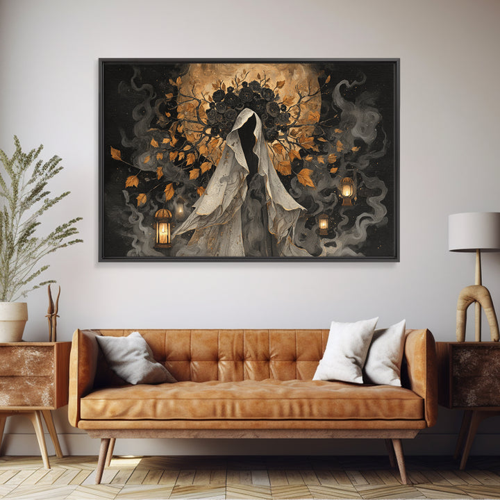 The Mourning Moth Halo - Procession Scene, Dark Fantasy Wall Art, Landscape Wall Art, Canvas Print, Halloween Home Decor, Gothic Wall Art