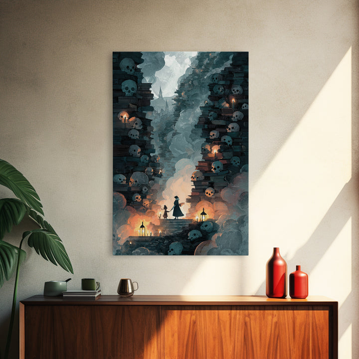 The Catacomb Library - Icon Portrait, Gothic Home Decor, Vertical Wall Art, Canvas Print, Halloween Home Decor, Gothic Wall Art