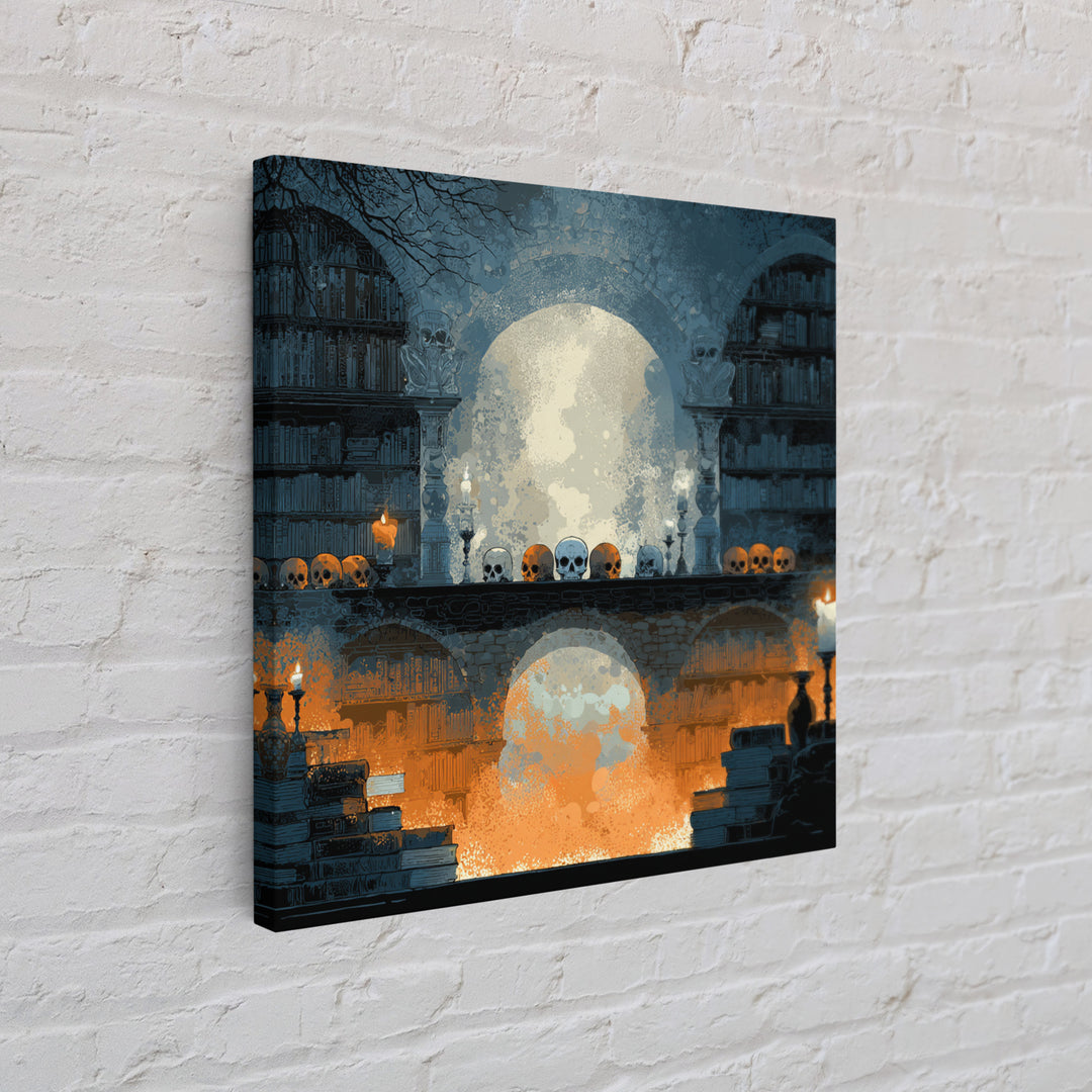 The Catacomb Library - Icon Portrait, Dark Fantasy Wall Art, Square Wall Art, Canvas Print, Halloween Home Decor, Gothic Wall Art
