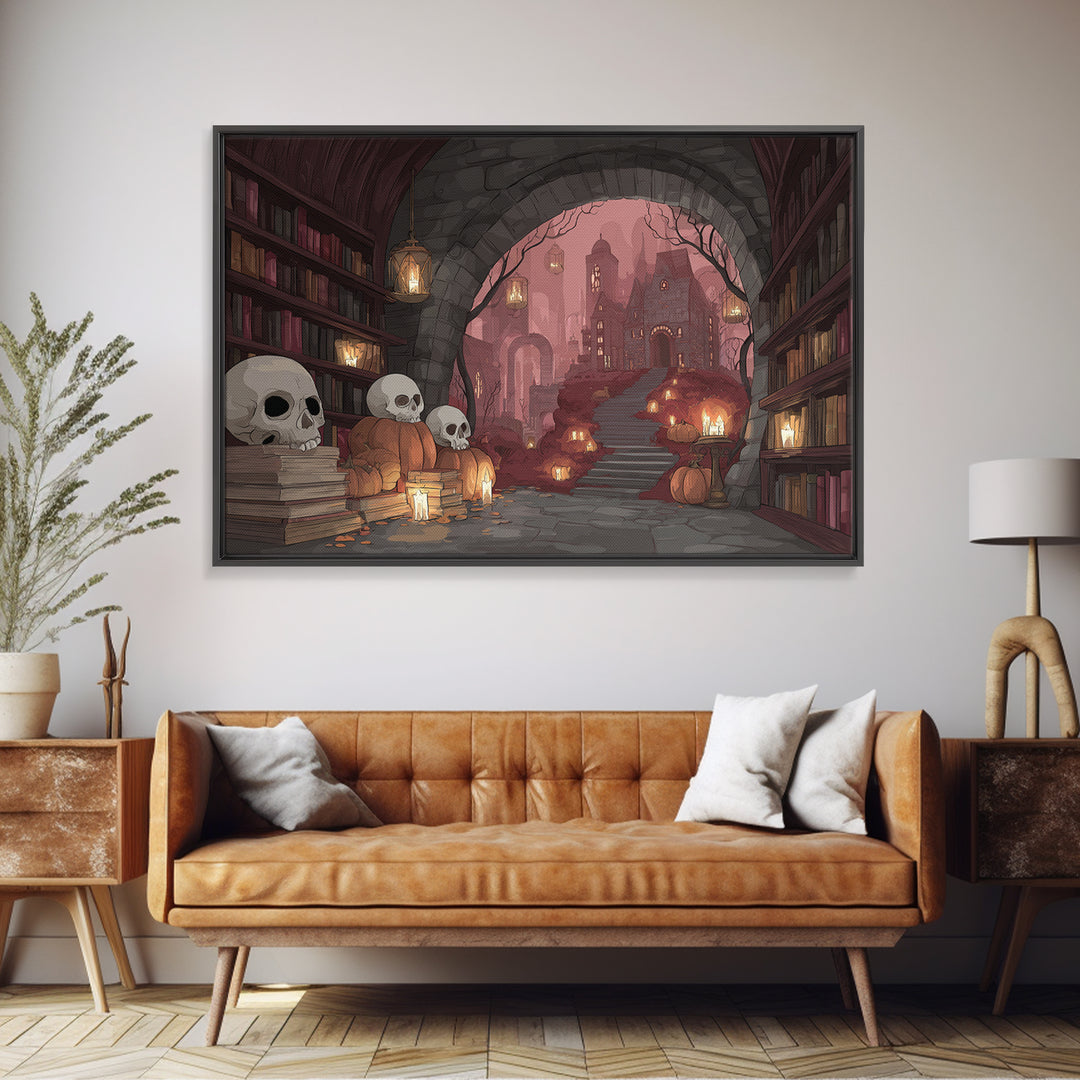 The Catacomb Library - Environmental Panorama, Gothic Home Decor, Landscape Wall Art, Canvas Print, Halloween Home Decor, Gothic Wall Art