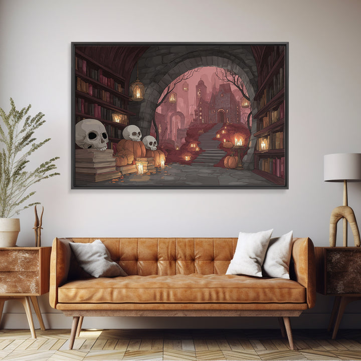 The Catacomb Library - Environmental Panorama, Gothic Home Decor, Landscape Wall Art, Canvas Print, Halloween Home Decor, Gothic Wall Art