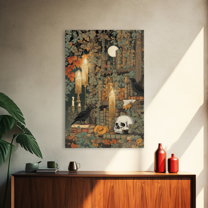 The Catacomb Library - Occult Still Life, Dark Fantasy Wall Art, Vertical Wall Art, Canvas Print, Halloween Home Decor, Gothic Wall Art