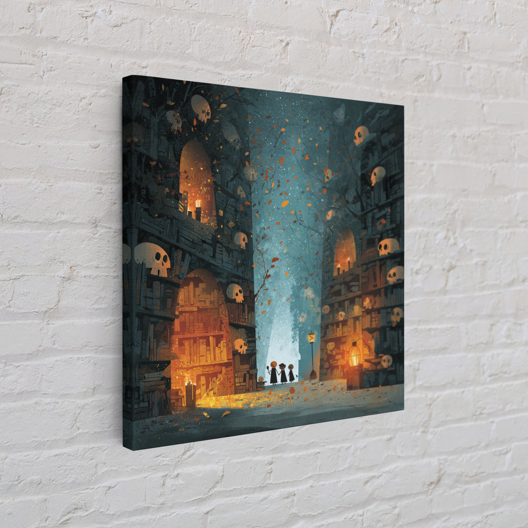 The Catacomb Library - Procession Scene, Dark Fantasy Wall Art, Square Wall Art, Canvas Print, Halloween Home Decor, Gothic Wall Art