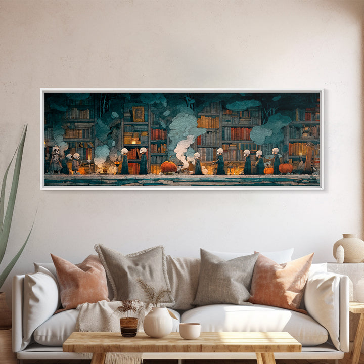 The Catacomb Library - Procession Scene, Occult Wall Decor, Extra Wide Wall Art, Canvas Print, Halloween Home Decor, Gothic Wall Art