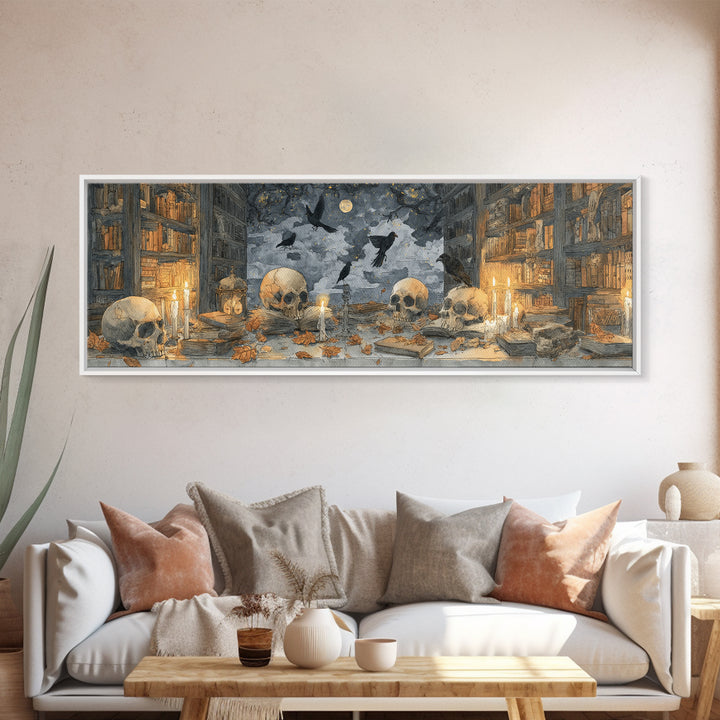 The Catacomb Library - Surreal Celestial Vision, Gothic Home Decor, Extra Wide Wall Art, Canvas Print, Halloween Home Decor, Gothic Wall Art