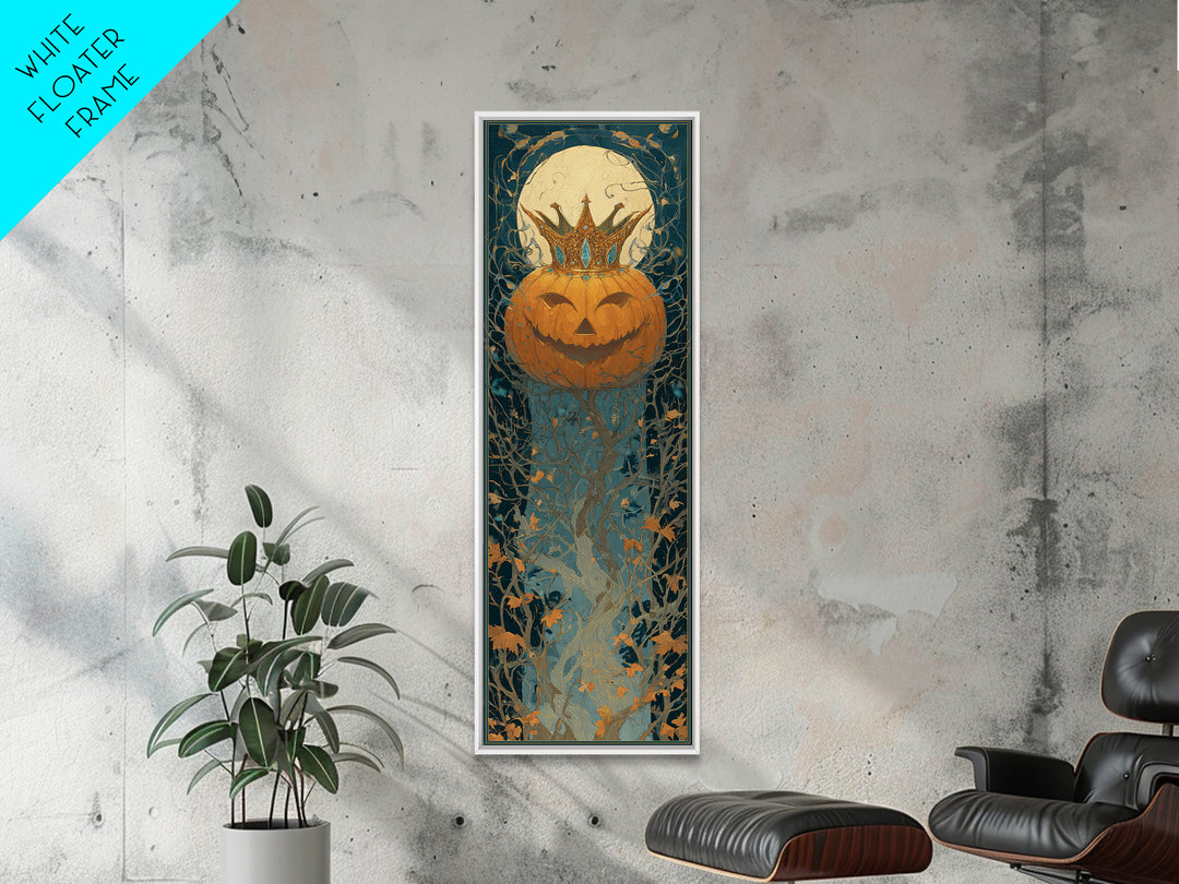 The Jack-O-Lantern Crown Jewels - Icon Portrait, Macabre Halloween Art, Tall Narrow Wall Art, Framed Canvas Print, Halloween Home Decor