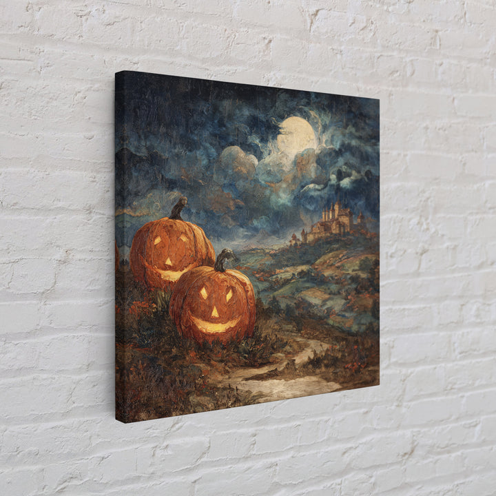 The Jack-O-Lantern Crown Jewels - Environmental Panorama, Occult Wall Decor, Square Wall Art, Canvas Print, Halloween Home Decor