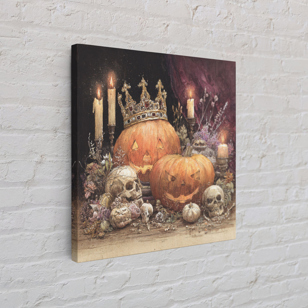 The Jack-O-Lantern Crown Jewels - Occult Still Life, Halloween Wall Art, Square Wall Art, Framed Canvas Print, Halloween Home Decor