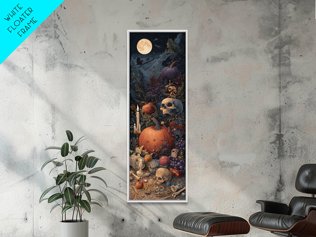 The Jack-O-Lantern Crown Jewels - Occult Still Life, Macabre Halloween Art, Tall Narrow Wall Art, Framed Canvas Print, Halloween Home Decor