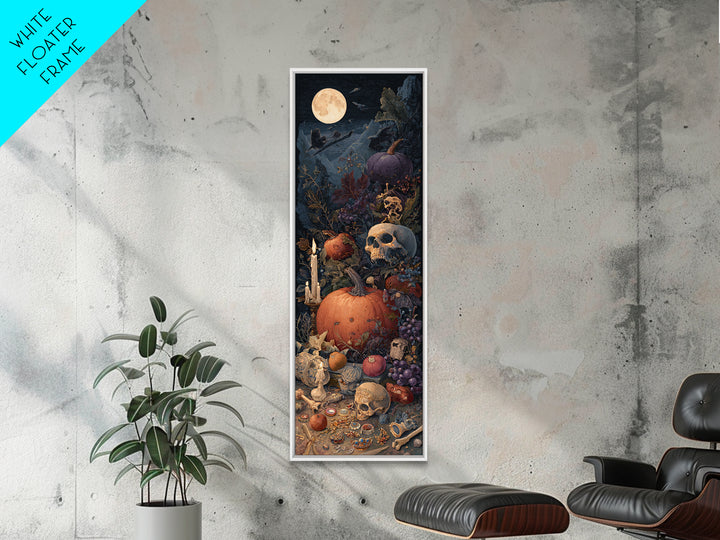 The Jack-O-Lantern Crown Jewels - Occult Still Life, Macabre Halloween Art, Tall Narrow Wall Art, Framed Canvas Print, Halloween Home Decor