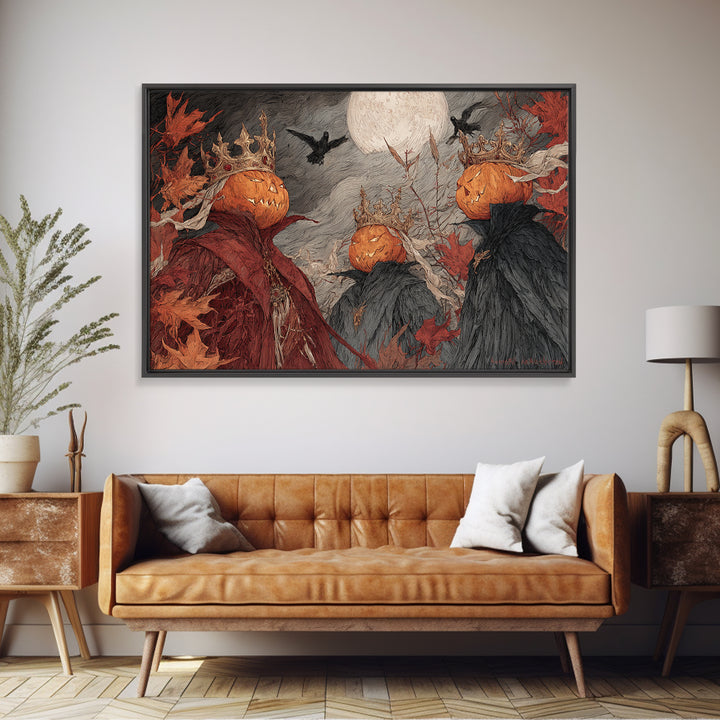 The Jack-O-Lantern Crown Jewels - Procession Scene, Dark Fantasy Wall Art, Landscape Wall Art, Canvas Print, Halloween Home Decor