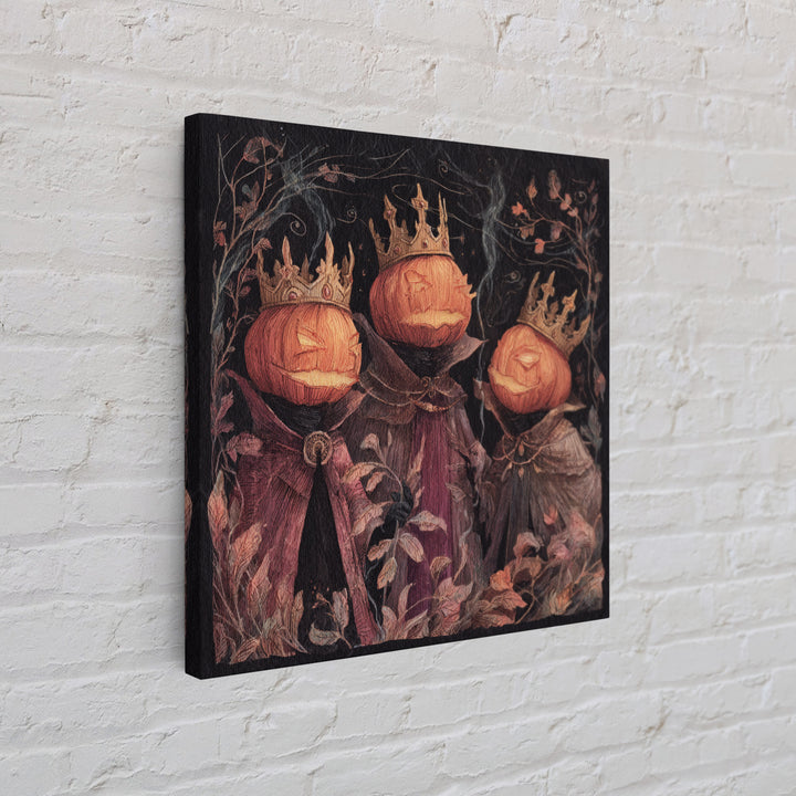 The Jack-O-Lantern Crown Jewels - Procession Scene, Macabre Halloween Art, Square Wall Art, Framed Canvas Print, Halloween Home Decor