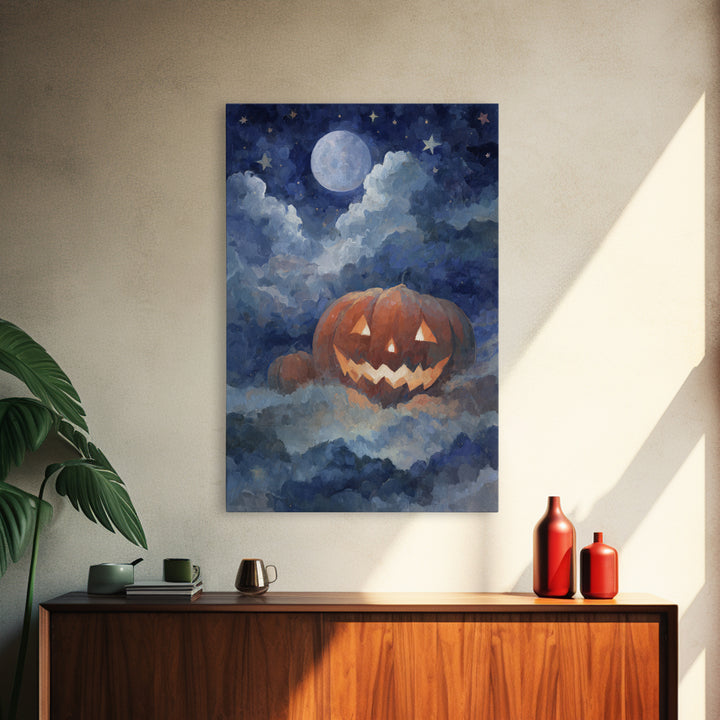 The Jack-O-Lantern Crown Jewels - Surreal Celestial Vision, Gothic Home Decor, Vertical Wall Art, Canvas Print, Halloween Home Decor