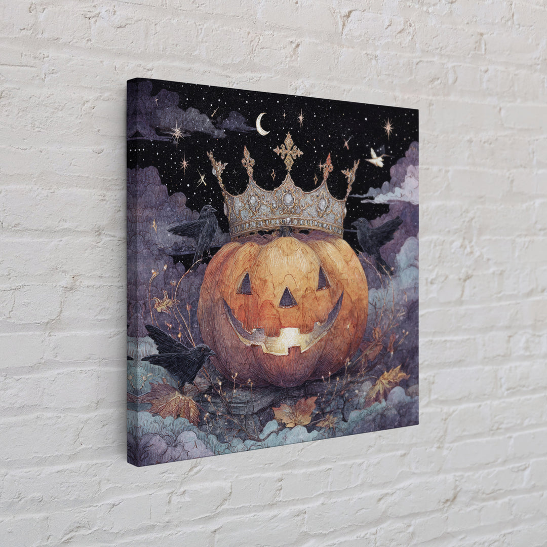 The Jack-O-Lantern Crown Jewels - Surreal Celestial Vision, Dark Fantasy Wall Art, Square Wall Art, Canvas Print, Halloween Home Decor
