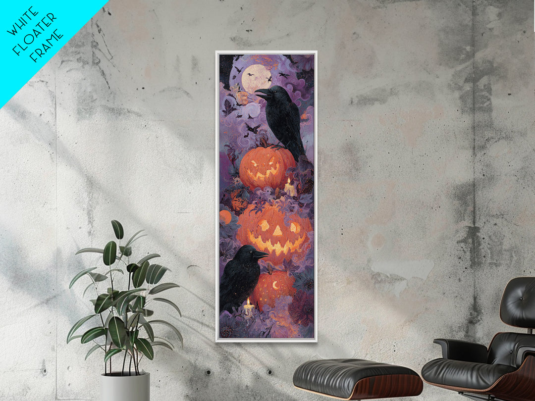 The Jack-O-Lantern Crown Jewels - Surreal Celestial Vision, Halloween Wall Art, Tall Narrow Wall Art, Framed Canvas Print, Gothic Wall Art