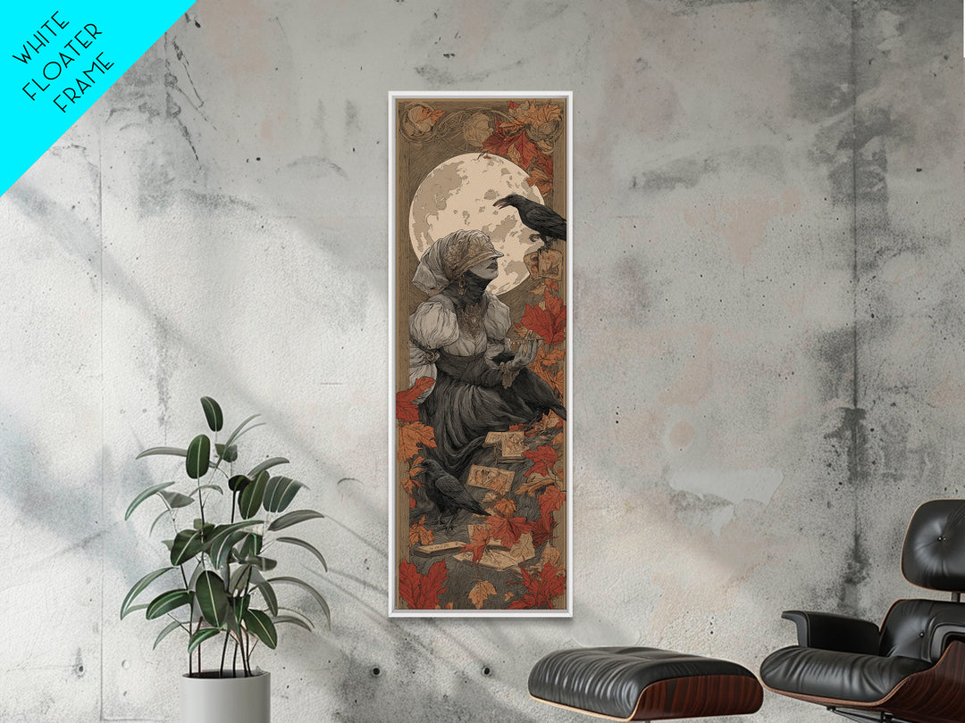 The Harvest Moon Tarot Reader - Icon Portrait, Dark Fantasy Wall Art, Tall Narrow Wall Art, Canvas Print, Halloween Home Decor