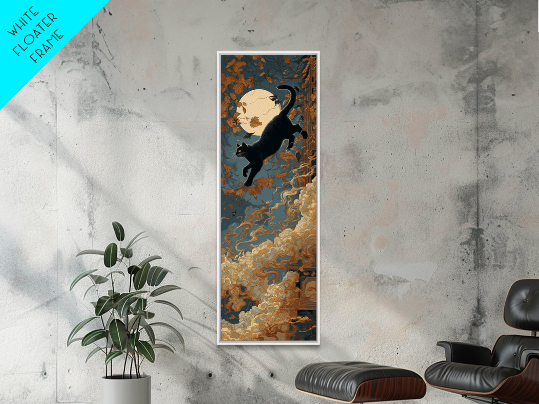 The Black Cat Constellation - Icon Portrait, Dark Fantasy Wall Art, Tall Narrow Wall Art, Canvas Print, Halloween Home Decor