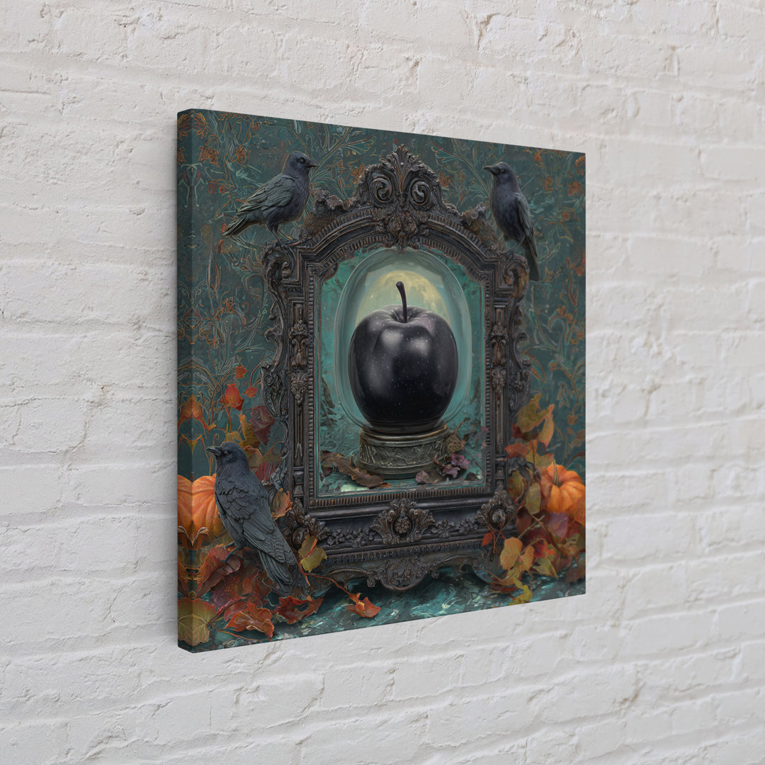 The Poison Apple Reliquary - Icon Portrait, Macabre Halloween Art, Square Wall Art, Framed Canvas Print, Halloween Home Decor