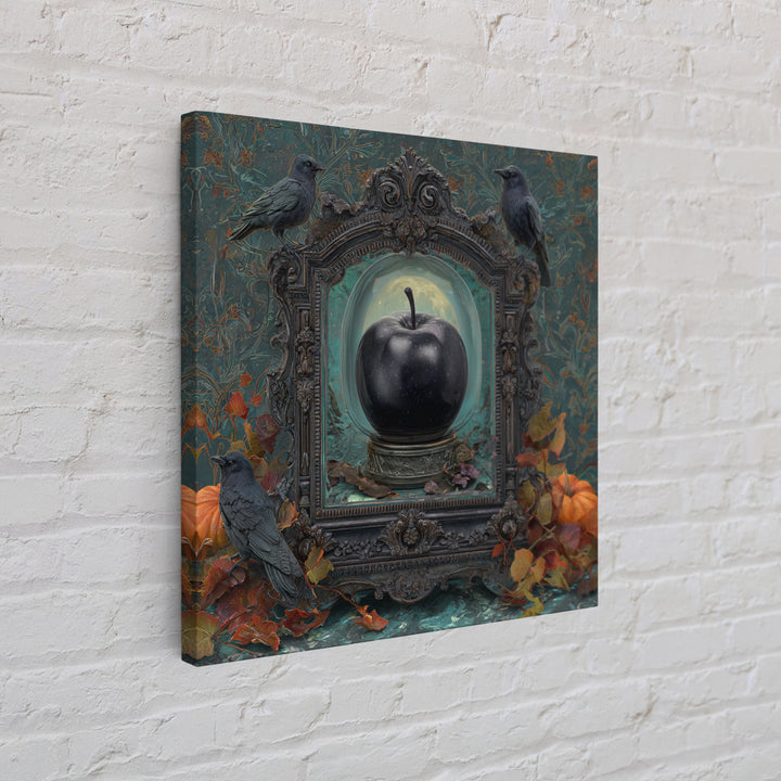 The Poison Apple Reliquary - Icon Portrait, Macabre Halloween Art, Square Wall Art, Framed Canvas Print, Halloween Home Decor