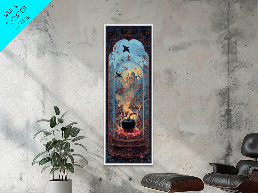 The Poison Apple Reliquary - Environmental Panorama, Macabre Halloween Art, Tall Narrow Wall Art, Framed Canvas Print, Halloween Home Decor