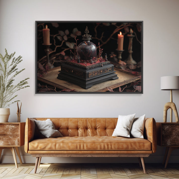 The Poison Apple Reliquary - Procession Scene, Spooky Wall Decor, Landscape Wall Art, Framed Canvas Print, Halloween Home Decor