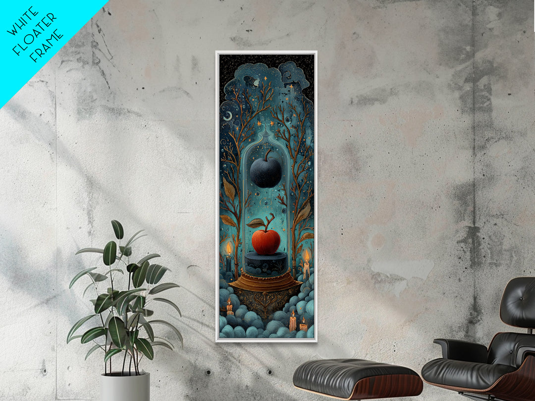 The Poison Apple Reliquary - Surreal Celestial Vision, Gothic Home Decor, Tall Narrow Wall Art, Canvas Print, Halloween Home Decor